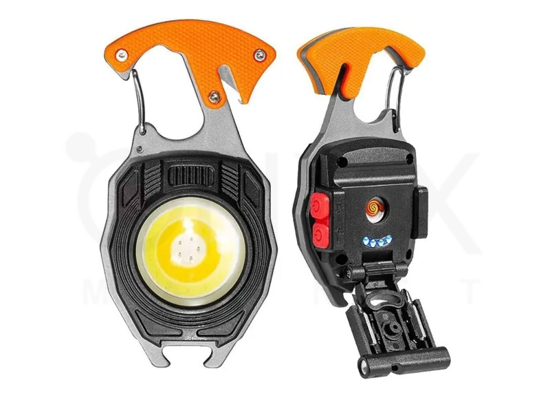 Багатофункціональний міні-ліхтар W5147 LED-брелок із запальничкою, стропорізом, викруткою та свистком Багатофункціональний міні-ліхтар W5147 LED-брелок із запальничкою, стропорізом, викруткою та свистком