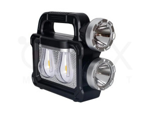 Ручний ліхтар акумуляторний із сонячною батареєю та функцією PowerBank, HNB-7718-2W / Світлодіодний ліхтар-лампа 